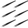 Aoje Link-Electric Aoje-Link ESD-11 - Pinzette professionali anti-statica, punta fine non magnetica, con rivestimento in plastica in acciaio inox, lunghezza totale 142 mm, nero, 6 pezzi
