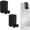 UFURMATE 2 ganci per porta in vetro della doccia, ganci in silicone per appendere asciugamani senza fori, senza cornice, per bagno, cucina (nero)