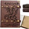 DUROTAN DND Journal - Taccuino con drago, per regali di D&D, Dungeons and Dragons, taccuino per giocatori di dm, ricaricabile, in pelle, formato A5, 400 pagine, per uomini e donne (2 rosso-drago)