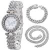 Halukakah Orologio con Diamanti per Ragazze,Bambine - Placcato in Oro 18 Carati/Platino,Quadrante 29mm con Motivo Farfalla,Quarzo Giapponese - Lunghezza 19,5cm - Opzionale con Catena Cubana -per Feste