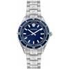 Versace - Orologio Da Polso Da Uomo Al Quarzo Moda Bracciale E Cassa In Acciaio Inox Di Colore Grigio Quadrante Analogico Blu - VE3A00922