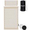 LifeGoods Tappetino Agopressione - Tappetino Massaggiante Corpo - Tappeto Agopressione - Mysa Tappetino Svedese - Mysa - Sfere da Massaggio e Borsa - Beige e Bianco