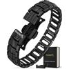 MagnetRX® Bracciale Magnetico Uomo EllipseMAX - 5000 Gauss Magneti Potenti - Braccialetto Magnetico Terapeutico in Titanio Regolabile e Impermeabile - Design USA di Alta Qualità