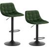 WOLTU Sgabelli da Bar Set di 2, Moderni Design Sgabelli Cucina con Schienale e Poggiapiedi, Regolabile e 360° Girevole, per Casa, Soggiorno, Sala da Pranzo, in Velluto, Verde Scuro