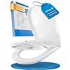 LOBENSWERK Tavoletta WC Forma D [LUNGA] Montaggio Facile | Copriwater Forma D con Chiusura Rallentata | Sedile WC Forma D antibatterico & resistente UV incl. dima montaggio