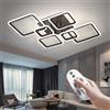 OKELI Plafoniera LED Soffitto Moderno, Dimmerabili, Lampada da Soffitto in Acrilico con 6+1 Anelli Quadrati, con Telecomando, Grande Lampada da Soffitto Nera a Incasso per Camera da Letto, 48W
