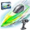 JONRRYIN Barca Telecomandata per Bambini, Impermeabile Barca RC con Luce LED, 2,4 GHz Motoscafo Elettrico per Piscine e Laghi per Bambini Adulti