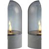 Brilliant Set di 2 lampade da tavolo a LED Illusion, luce bianca calda 2500 K, funzionamento a batteria, vetro fumo, grigio, design decorativo a fiamma, senza fili, ideale per soggiorno, camera da letto