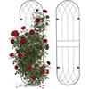 Relaxdays Graticcio da Parete, Set 2, Dom, HxB 140 x 38 cm, Supporto rampicanti, Acciaio, Nero