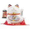lachineuse - Statuetta Gatto Maneki Neko - Simbolo Ricchezza e Felicità - Braccio Mobile - Porta Felicità Giapponese Tradizionale - 12 x 14 x 10 cm - Bianco, Porcellana - Funziona con batteria LR03