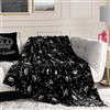 Juicy Couture Lussuosa coperta per divano, 127 x 178 cm, motivo: corona reale, coperta decorativa per divani, sedie e letti, colore: nero