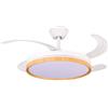 DRW Ventilatore da soffitto con luce e 4 pale retrattili in metallo e acrilico in siroco bianco e naturale, 53 x 106 x 106 cm