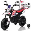 Mondial Toys Moto Elettrica per bambini 12V Super Cross Aprilia RX125 con licenza ufficiale Moto da Cross con Ruote in Gomma Sedile in pelle Doppio Motore con Rotelle Luci e Suoni integrati Bianco