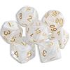 QMAY DND Set di 7 dadi poliedrici per Donjons et Dragons MTG RPG D&D D20, D12, D10, D%, D8, D6, D4 (Bianco + Trasparente)