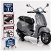 TOYSCAR Moto Elettrica Scooter per Bambini 12V Mini Vespa Primavera Piaggio Sedile Pelle Luci LED Suono Clacson Grigia