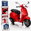 TOYSCAR Moto Elettrica Bambini 12V Licenza Ufficiale Piaggio, Vespa Elettrica per Bambini 3-6 Anni Vespa Primavera, Luci LED, Bluetooth, Sedile Pelle, Retromarcia e Rotelle (Rossa)
