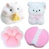 fufupaw Set di 4 TabaSquishy, Fufu Squishy, zampa Squishy, 1 criceto bianco, 1 zampa di gatto