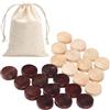 MR BAEQ 24 Pezzi Pedine Scacco, Pezzi degli Scacchi Rotondi in Legno e Borsa in Tessuto Bianco per Giochi da Tavolo Intrattenimento e Divertimento Familiare (Marrone, Beige)