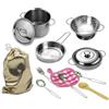 Xdyyjrasa Set di pentole e padelle da gioco in acciaio inossidabile 12 pezzi/set - Fingi utensili da cucina con custodia per bambini
