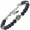 10:10 Bracciale Pietra Lavica naturale 6 mm e Acciaio Inox - Pendente Mano di Fatima. Braccialetto Uomo Donna in Pietra Dura, Regolabile, Resistente e Comodo. Made In Italy (Lava)