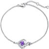 FANCIME Amore Rosa Cuore Bracciale in Argento Sterling 925 Naturale Ametista Bracciale Febbraio Birthstone Compleanno di Natale Anniversario Presente per le Donne