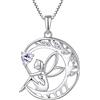 FJ Collana Donna Angelo Custode Argento 925 Collana Albero della Vita Ciondolo Luna Fata Collana Alessandrite Giugno Pietra Portafortuna Gioielli Regalo per Donna