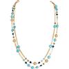 Bocar Collana a 2 Strati con Catena Lunga, Perline in Acrilico e Perle Artificiali, Stile Boemo Casual per Donna (NK-10689-Turquoise blue)