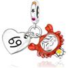 Rimgoris Argento 925 Charm per donne Bracciali Collana Cuore Amore Scatola regalo Torta Rosa Candela Buon Compleanno Mongolfiera