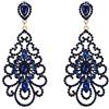 Clearine Orecchini donna Matrimonio nuziale Rhinestone Cristallo Retro Pierced pendente Colore zaffiro Oro-fondo