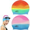 CZlinOduMMX 2 Pezzi Cuffia Piscina Bambino, Comoda Cuffia Da Nuoto Elastica In Silicone, Cuffia Da Nuoto Comoda Ed Elastica 3D, Cuffia Nuoto Ragazze e Ragazzi 5 Ai 12 Anni, Per Capelli Lunghi e Corti (Colorati).