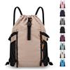 UTHDLM Sacca Palestra Impermeabile, Grande Zaino Sportivo Leggero, Borsone Escursionismo con Tasche in Rete, Modello Unisex per Nuoto, Scuola e Viaggi(Khaki,L)
