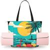 DUWAA Sunset Beach Palm Tree Print Bag per le donne Borsa a tracolla Yoga Bag Facile da piegare Laptop Shopping Bag Borsa sportiva per i viaggi