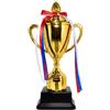 Dysmad COSTUMIZATE! Trofeo con fiocco dorato da 22 cm per premi, competizioni, feste ed eventi sportivi.