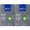 Schwalbe 2 camere d'aria SCHWALBE AV 4 per bicicletta, valvola Schrader AV4 Schrader da 40,6 cm e 45,7 cm