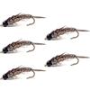 Hoite 5 pezzi di ami da pesca a mosca, esche per ninfe, mosche pietra, trote, spigole, temoli, in lega acciaio acqua dolce e salata