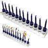 Hperu Espositore per esche da pesca a 12 slot con pinze per hackle, base in acrilico trasparente e 12 clip a gancio per strumenti per la costruzione di mosche e organizzazione di esche