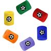 Daleweo 6 Pezzi Polsini Tennis Bambino Spugna Colorati Fascia Sudore Polso Calcio Basket Palestra Padel Accessori Sportivi Cotone Morbido (Calcio)