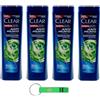 Beni Culinari 4 X Clear Anti Prurito Men Shampoo per capelli secchi e cuoio capelluto secco - Shampoo antiprurito 225 ml + portachiavi Beni Culinari