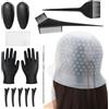 JRJRN 11 Pezzi Kit de Strumenti per Colorare Capelli, Cappucci in Silicone per Tinture, Pennelli per Tinta Capelli, Include Scialle Monouso per Doccia, Pettine, Guanti
