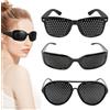 KADFEL Set 3 Paia Occhiali Stenopeici in PC per Allenamento Visivo, Occhiali a Fori per Ginnastica Oculare e Metodo Bates, Occhiali a Rete Antifatica per Relax Vista, Design Unisex Leggero