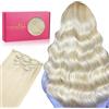 WENNALIFE Extension con clip in capelli veri, 75 g, 5 pezzi, 35 cm, biondo platino