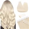 TESS Extension Biadesivo Capelli Veri Adesive 10 Fasce Biadesive 100% Human Hair Naturali senza Clip 30cm 20g #60 Biondo Platino