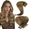 Hetto Extension Capelli Veri Nano Ring Marrone chiaro & Biondo chiaro con riflessi - Remy Capelli Umani Estensioni, Invisibile Adesive, Look Naturale per Uso Quotidiano 50g 50ciocche 45cm
