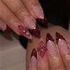 Xanthelle Press On Nails, Unghie Adesive a Mandorla, Unghie Finte Rosse French Tip, Unghie Artificiali Estive, Unghie Gel a Copertura Totale, Design Floreale 3D
