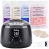 Wolady Riscaldatore di cera depilatoria scaldabagno elettrico professionale display di controllo digitale 500ml 4 pacchetti di cera grana 30 bastoncini legno fatti in casa spa viso braccia ascelle