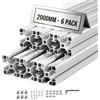 VEVOR Profilati in Alluminio Estrusione 4040, Profili in Alluminio Anodizzato 6 pezzi con Scanalatura a T Normativa Europea Binario 2 m per Macchina Incisione CNC Stampante 3D, Banco da Lavoro