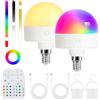 Fynokst Wiederaufladbare Glühbirne mit Fernbedienung, E14 Dimmbare RGB Farben LED Glühbirne mit Batterie, 6W Touch Control Akku Glühbirne Mit Timing-funktion, mit 3 Farbtemperaturen + 12 RGB 2 Pack
