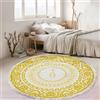 Tomifine Tappeto Soggiorno Rotondo Tappeti con Nappe Antiscivolo Lavabile in Lavatrice in Stile Bohémien con frangia per Cucina Corridoio Camera da Letto (80 cm,Giallo)