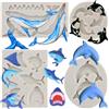 MYPRACS Set di 4 stampi in silicone a forma di squalo, balena, delfino, onde oceaniche, coda di pesce, cioccolato, decorazioni per torte, cupcake, caramelle, cioccolato, pasta di gomma, pasta