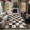 PureCozy Tappeto Salotto Lavabile Floreale a Quadri 200x300cm Moderno Tappeto Da Cucina Salotto Camera Da Letto Tappetino Antiscivolo Pelo Corto Morbido Nero Bianco Carpet
